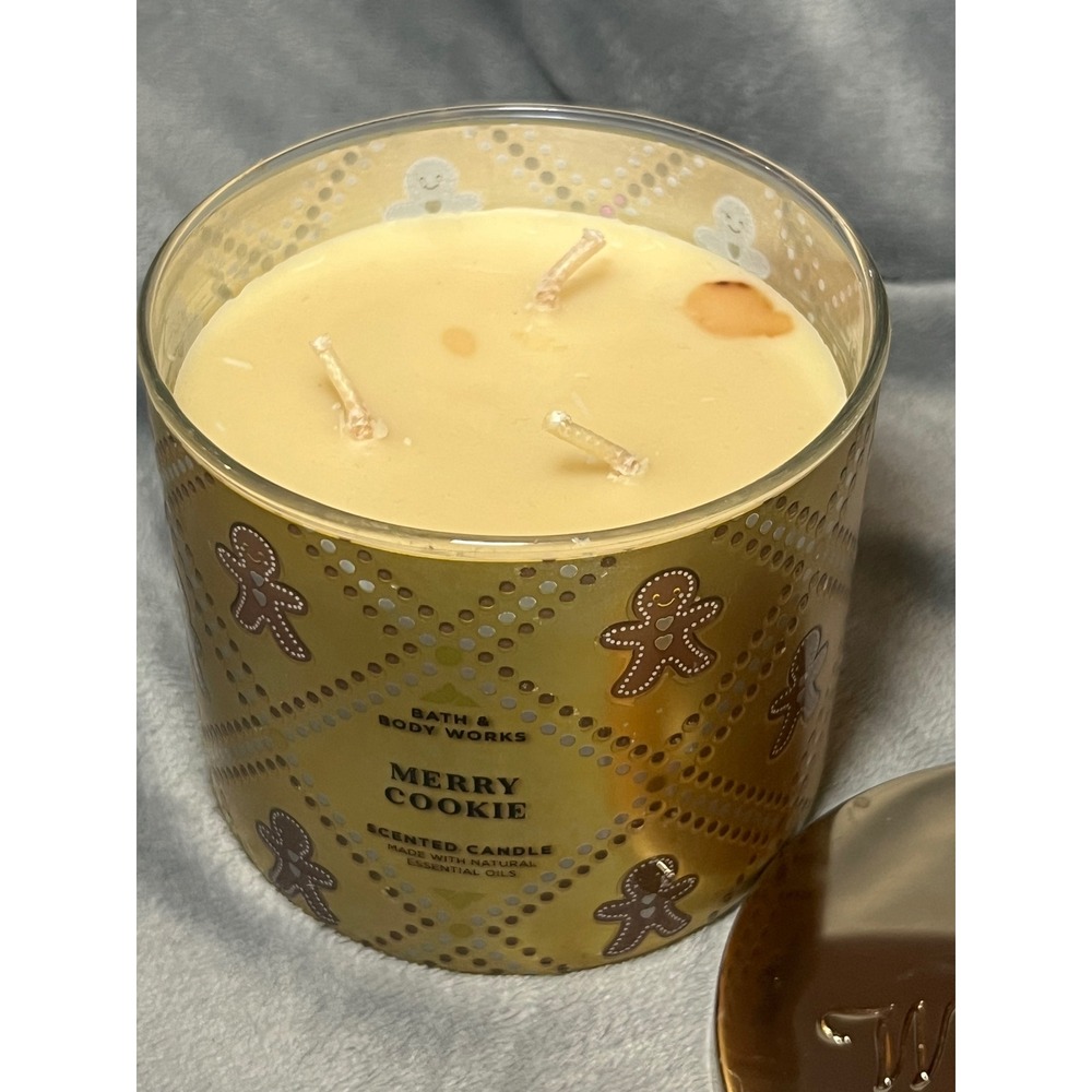 Bath Body Works Merry Cookie 3 Wick Candle Gingerbread Jar With Lid 14.5oz